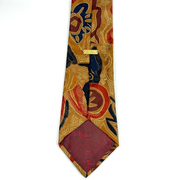 Lou Myles Designer Light Copper Brown Abstract 100% Silk Tie Hand Made in Italy - Picture 3 of 10
